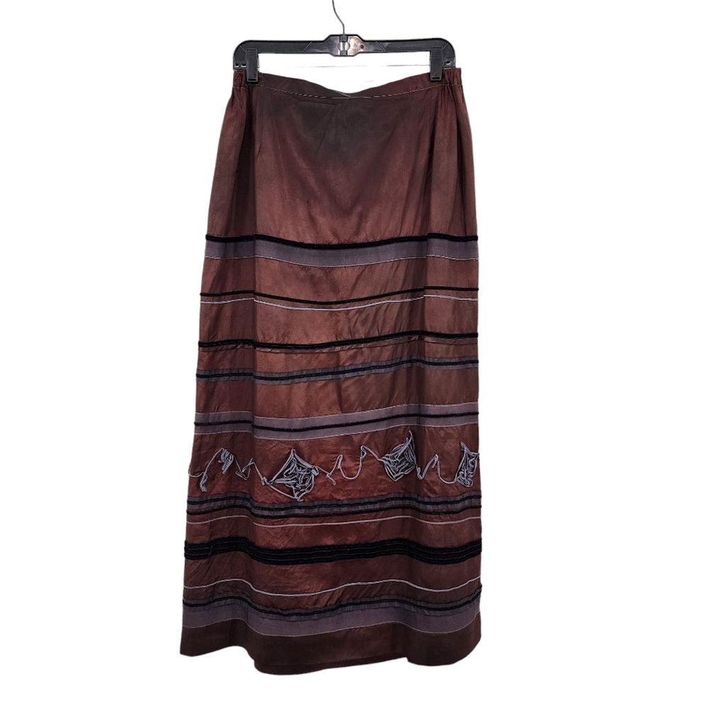 Krista Larson Women's Vintage Stripes A-line Midi Skirt - OS